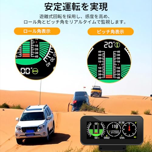 OBEST ヘッドアップディスプレイ gps 多機能メーター gps 速度計 車載 高度計 傾斜計 車 時計 車両勾配計 gps スピードメーター 過速度警告搭載 疲労運転警報 DC12V対応